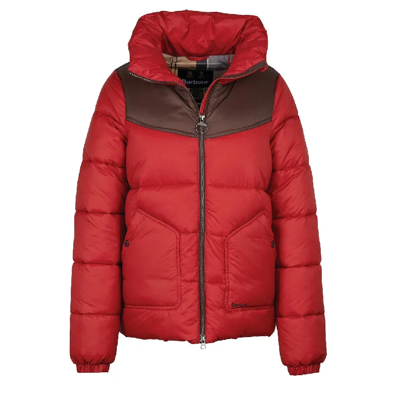 Hooded Jacket-Barbour Womens Belford Quilted Jacket Dark Red / Mahogany Dress