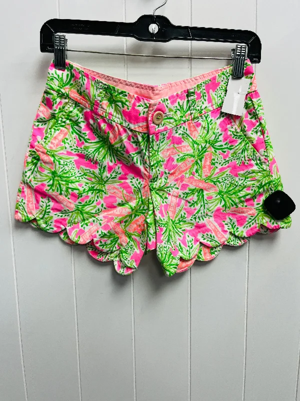 Denim Shorts-Shorts Designer By Lilly Pulitzer In Green & Pink, Size: Xxs