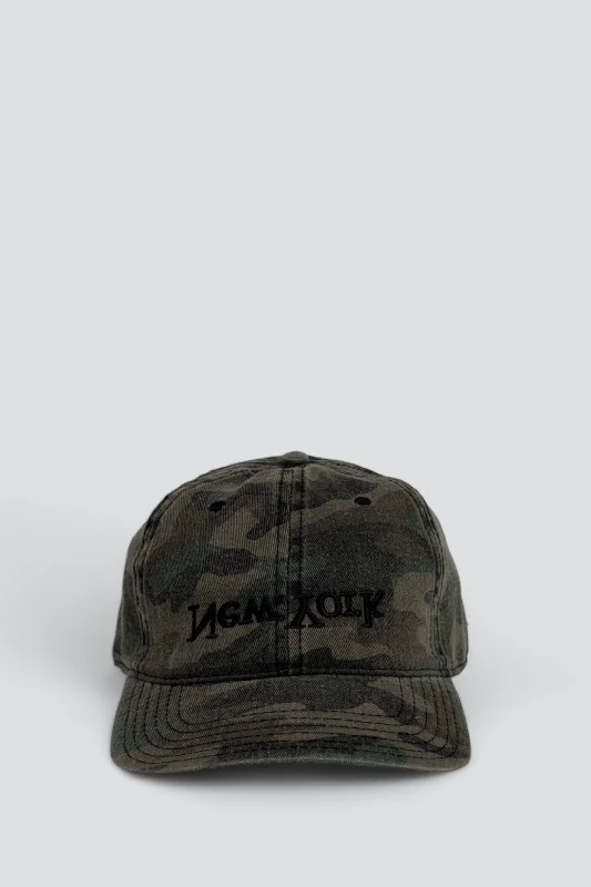 Summer Hat-New York Embroidered Hat -  Washed Brown Camo/Black