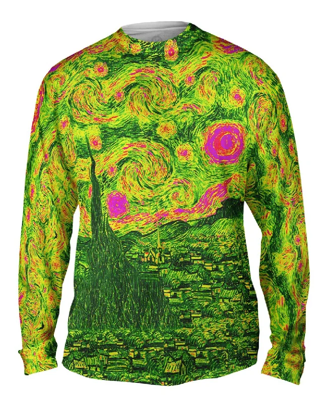 Eco-Friendly Long Sleeve-Pop Art - "Van Gogh Starry Night Yellow Black" (1889)