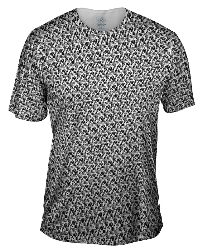 Fashion Print T-Shirt-M.C.Escher - "Eight Heads"