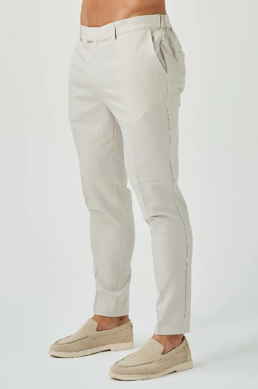 Sporty Cargo Pants-STRETCH WOVEN TROUSER - SAND