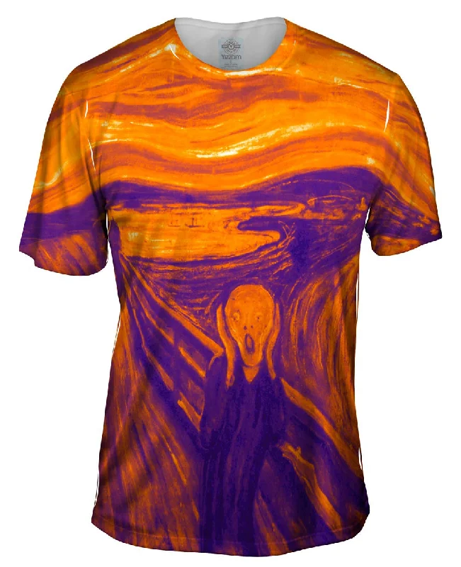 Crew Neck Casual T-Shirt-Pop Art - "Munch Scream Purple Orange" (1893)