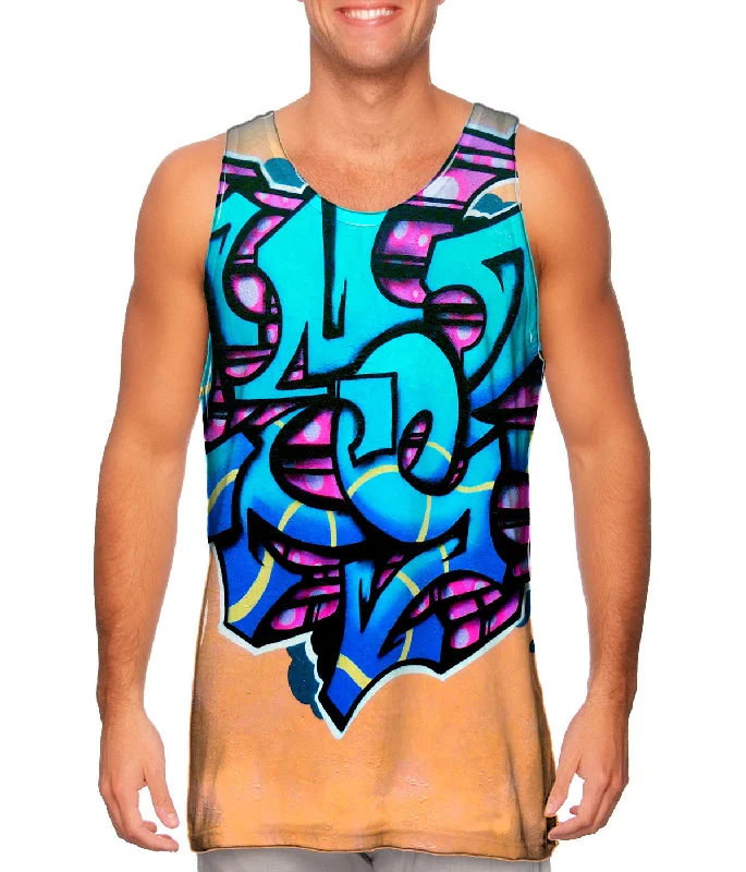 Workout Tank Top-Graffiti Blue Diamond