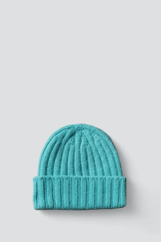 Rain Hat-Turquoise Cashmere Rib Cap