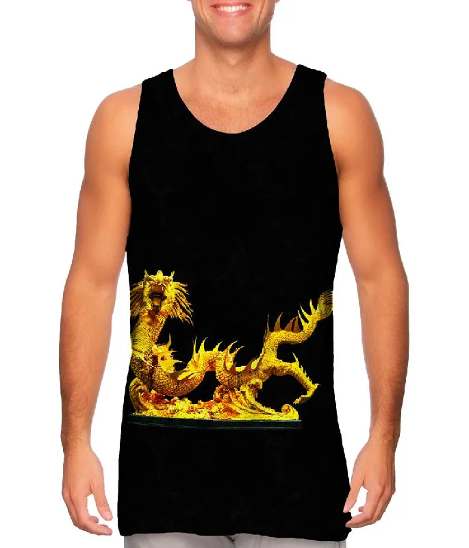 Stylish Sleeveless Vest-Golden Dragon Broncefigur Gold