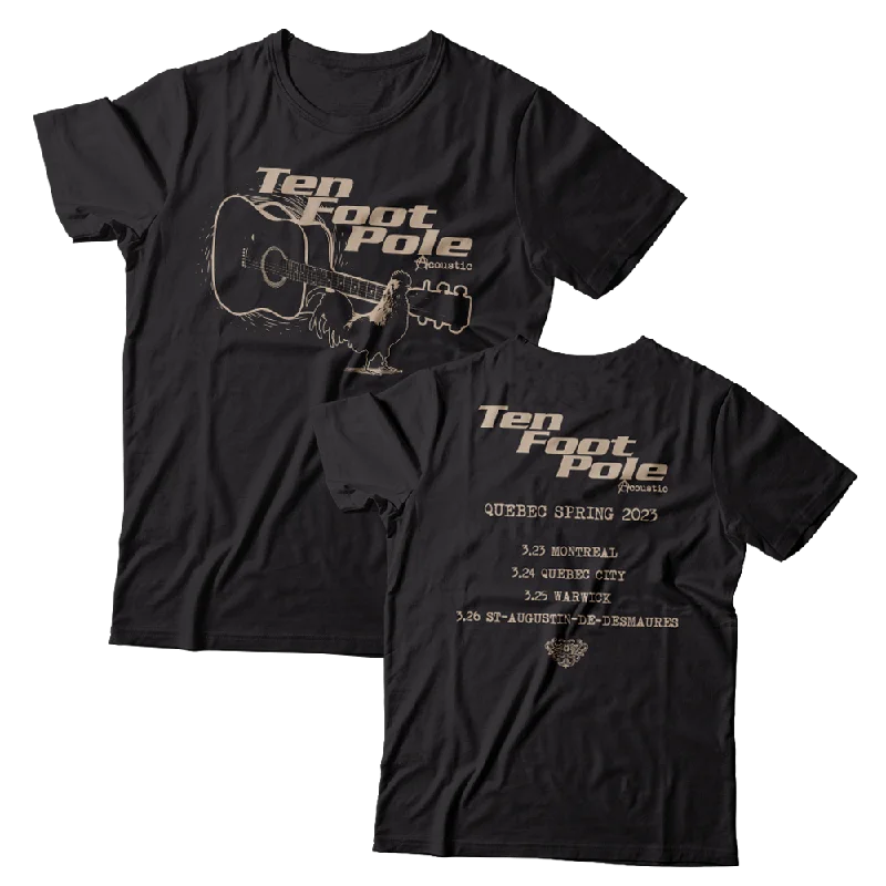 Designer Graphic T-Shirt-TEN FOOT POLE - "Quebec Acoustic Spring Tour 2023" (Black) (T-Shirt)