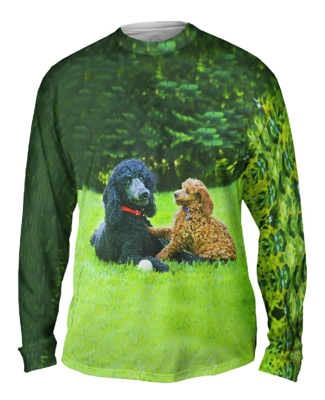 Everyday Button-Up Long Sleeve-Poodles Enjoy Scenery