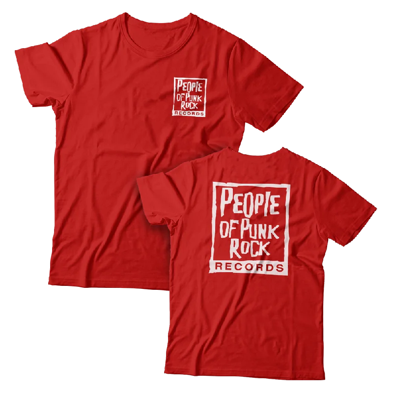 Plain T-Shirt-POPR Records - "POPR & Nail" (Red) (T-Shirt)