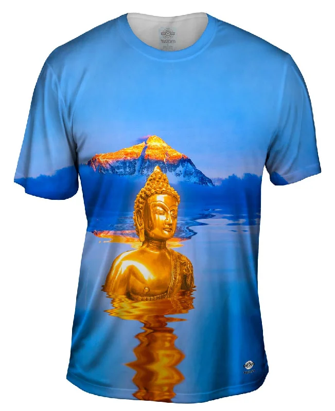 Eco-Conscious T-Shirt-Golden Peaks Buddha And Mount Everest