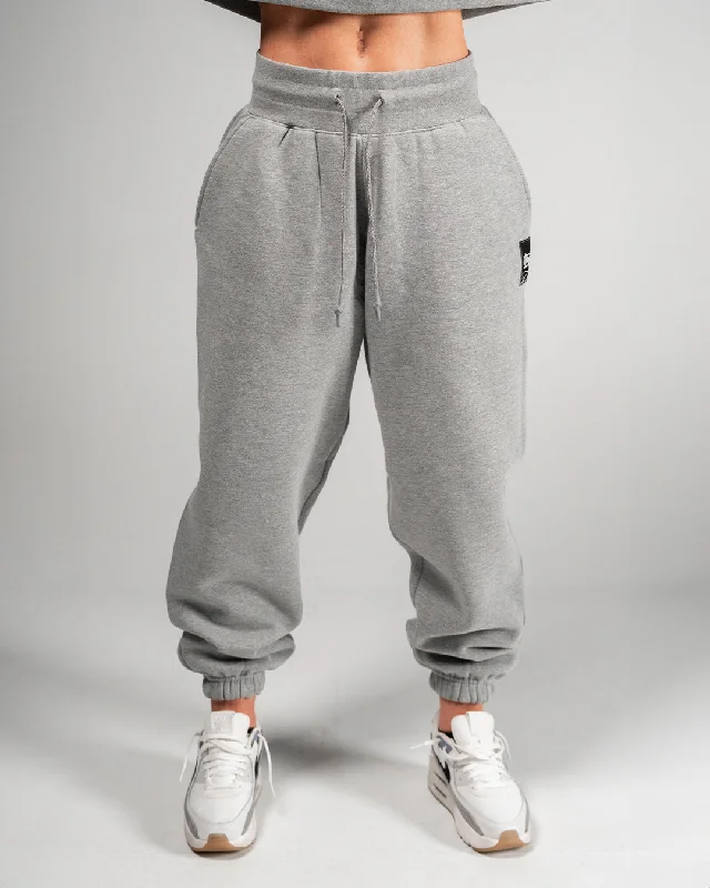 Stretch Joggers-WOMENS OVERSIZED SWEATPANTS - HEATHER GREY