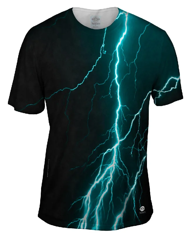 Street Style T-Shirt-Lightning Storm Turquoise