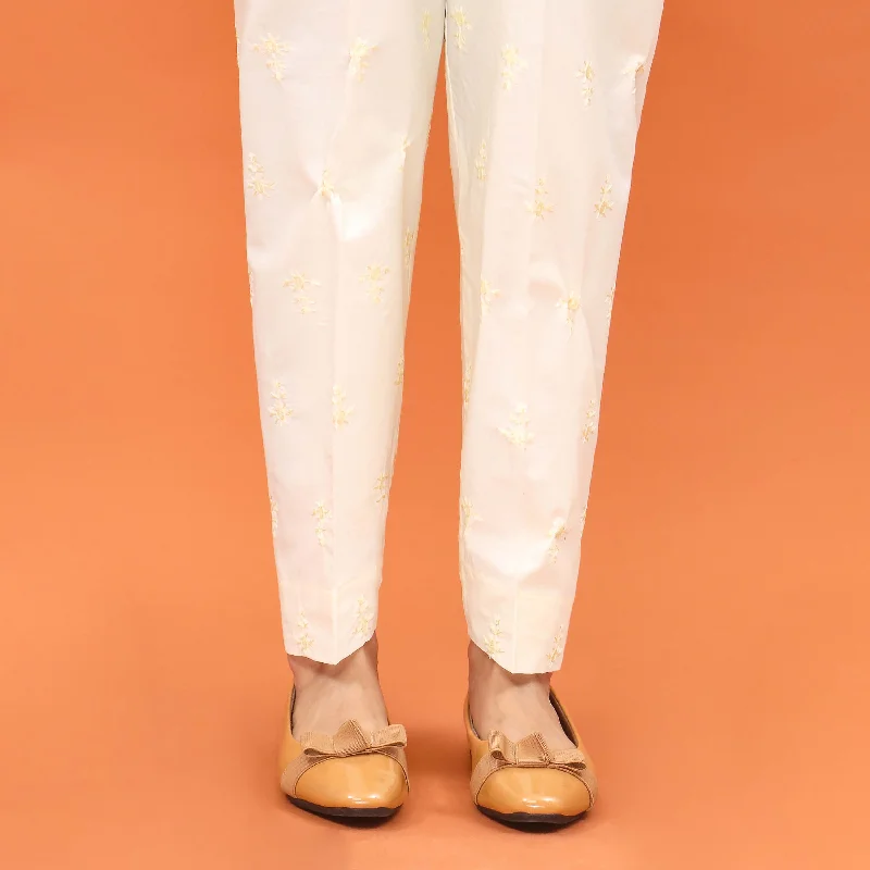 Cozy Lounge Pants-Cream Slim Fit Plain Trouser PL5008