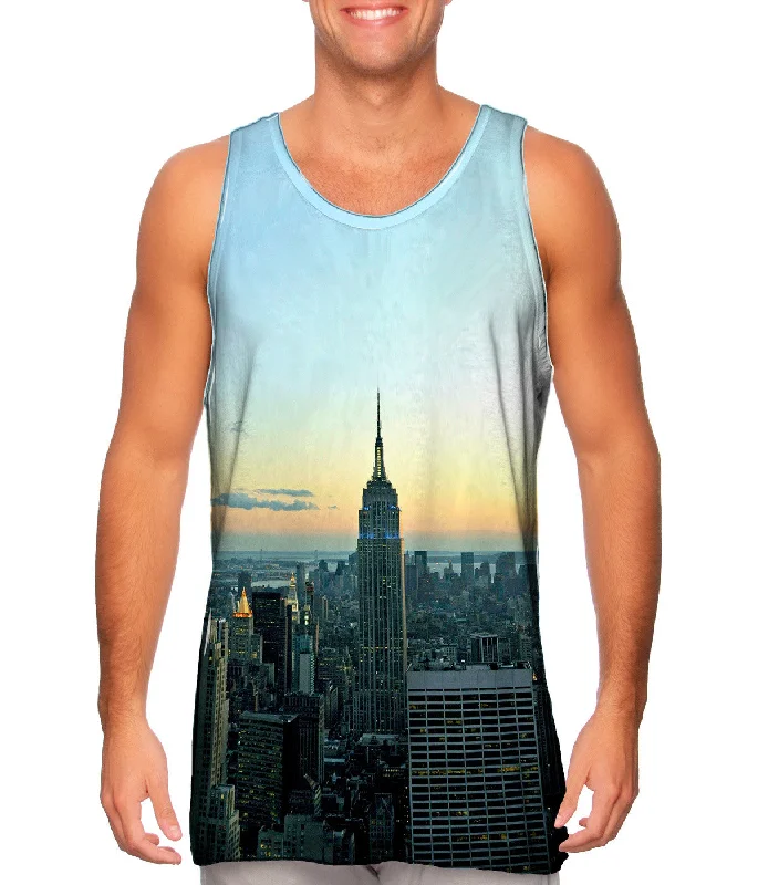 Fitted Tank Top-Empire State New York Sunset