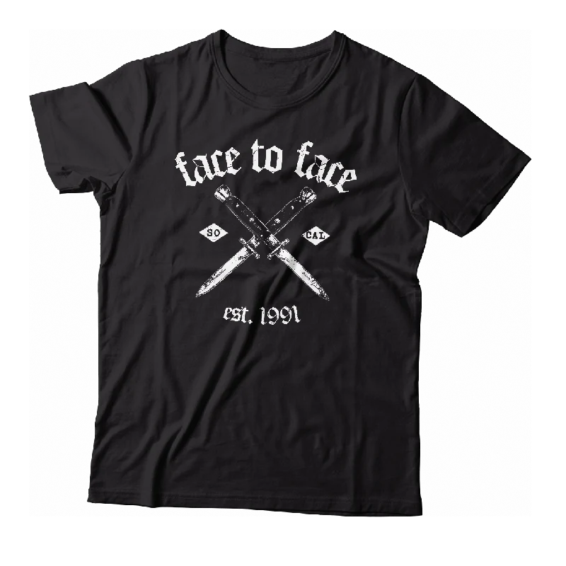 Embroidered T-Shirt-FACE TO FACE - "Switchblades" (Black) (T-Shirt)