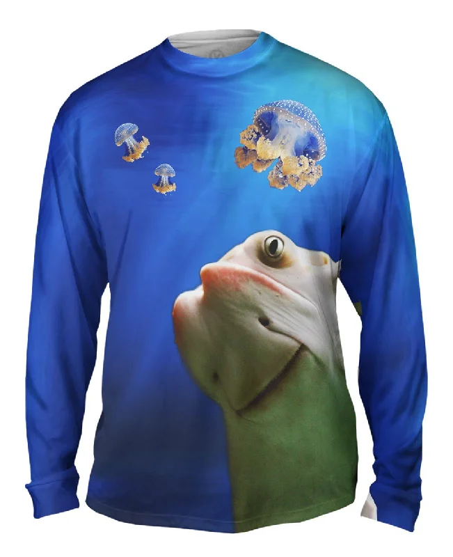 Long Sleeve Pullover-Stingray Jellyfish Underwater