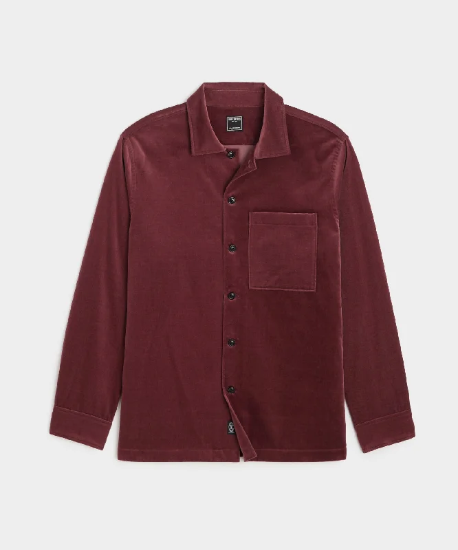 Trendy T-Shirt-Italian Velvet Overshirt in Mauve