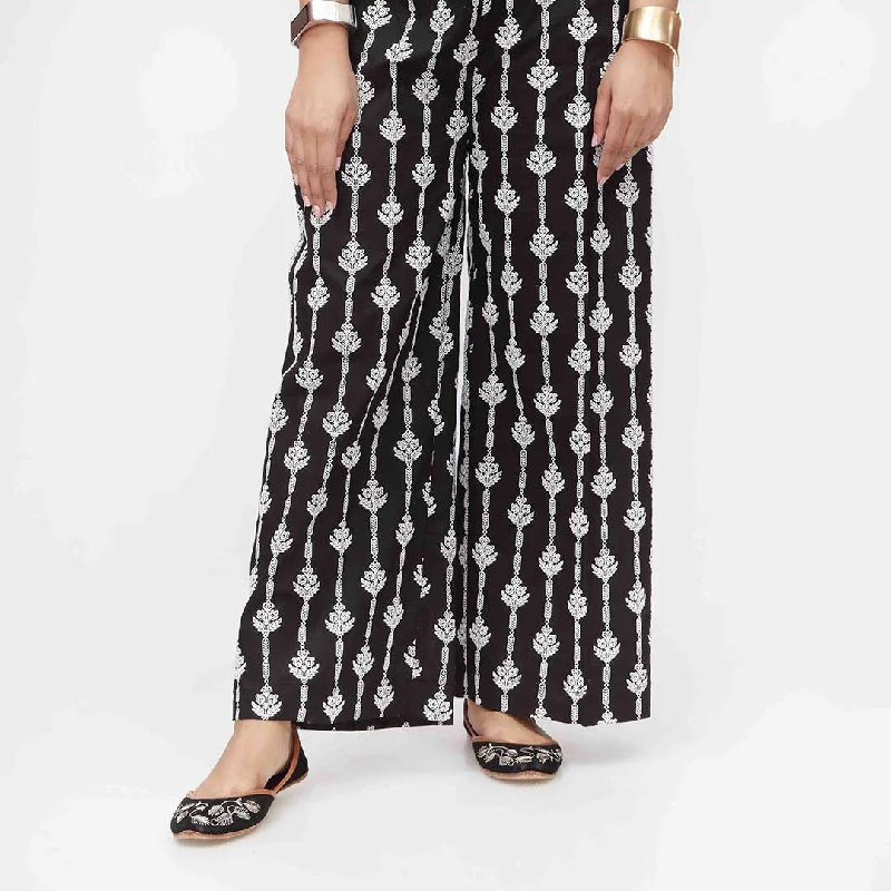 Urban Pants-Black Puff Printed Cambric Trouser PW3592