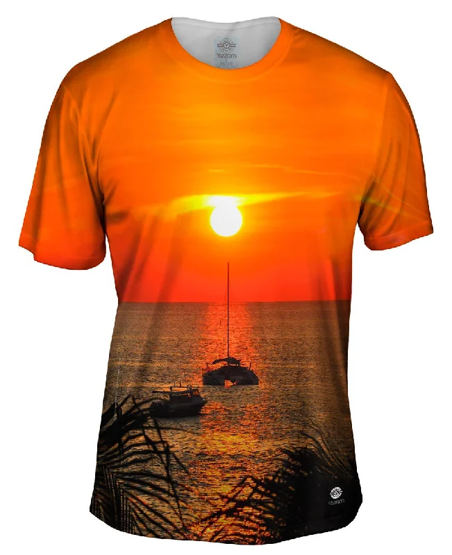 Premium Graphic T-Shirt-Catamaran Caught In The Sunset