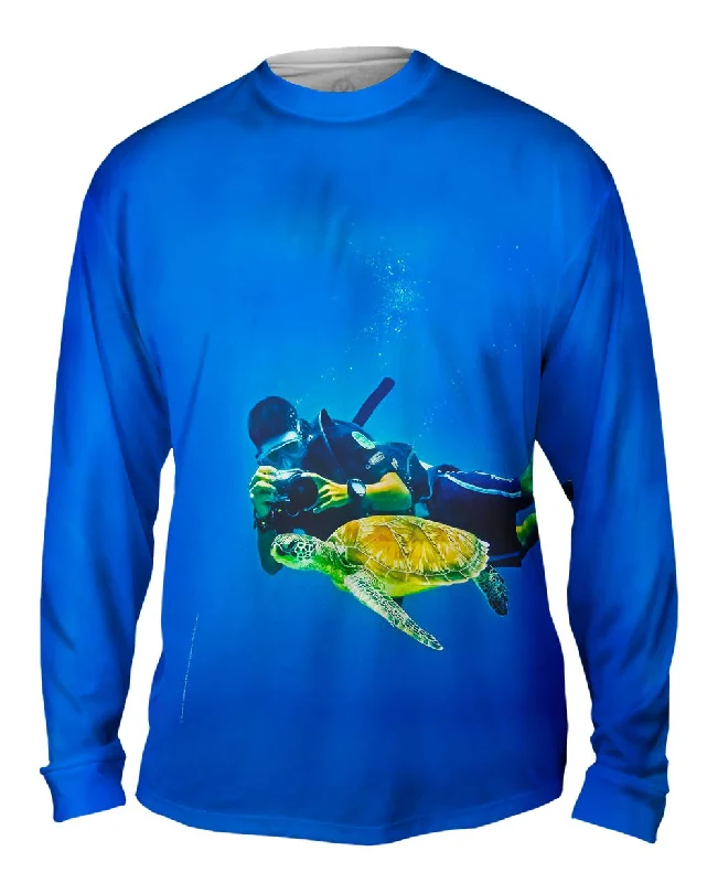 Fitted Long Sleeve-Photographing Turtles Underwater