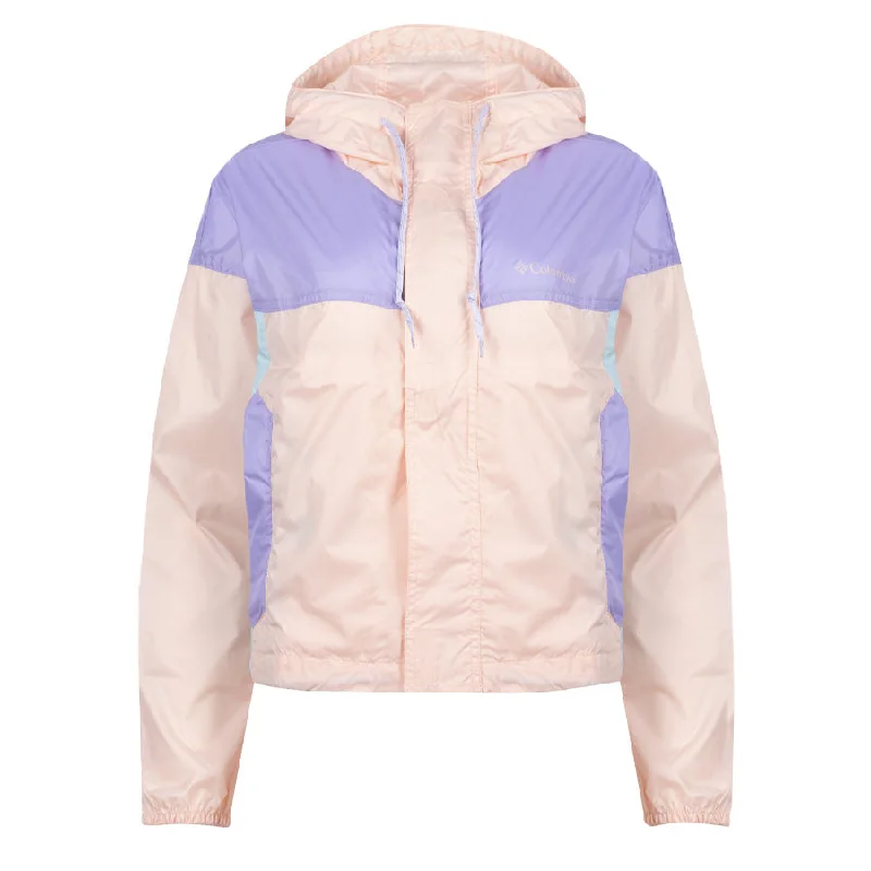 Casual Zip Jacket-Columbia Womens Flash Challenger Cropped Windbreaker Peach Blossom / Frosted