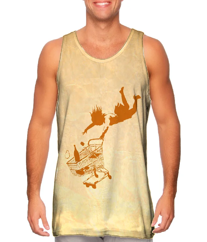 Cotton Tank Top-Graffiti Banksy Shoppping Cart Fall