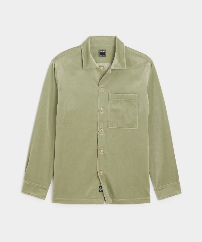 Eco-Friendly T-Shirt-Italian Velvet Overshirt in Dry Sage