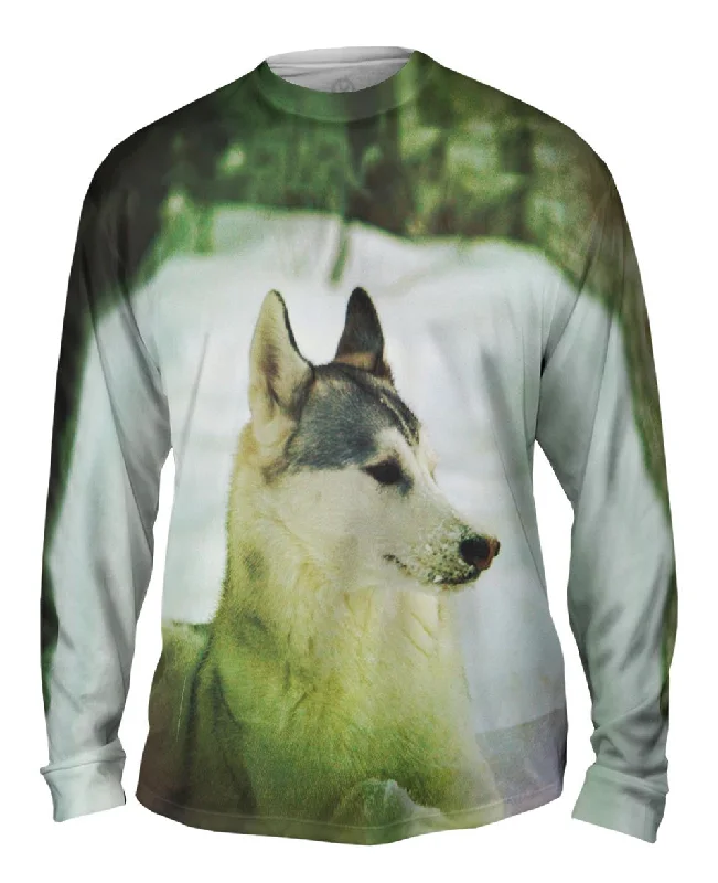 Fashionable Long Sleeve-Siberian Husky Snow