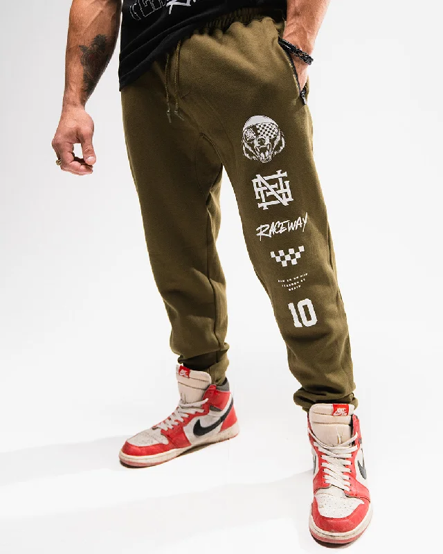 Performance Pants-RACE BEAR FITTED JOGGERS - OLIVE