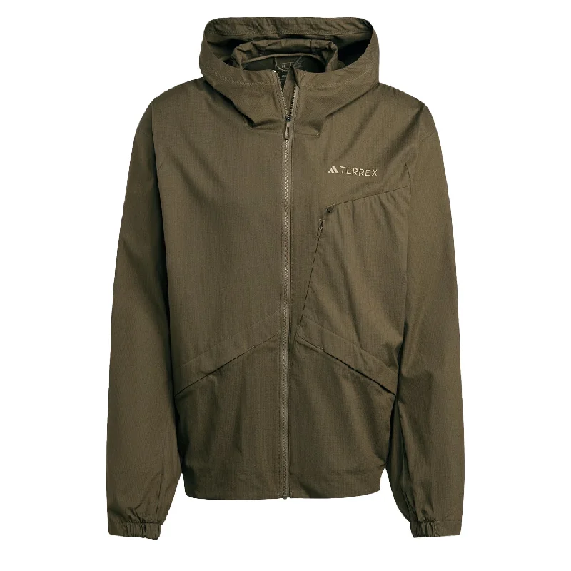 Fleece Jacket-Adidas Terrex Xploric Wind Jacket Olive Strata