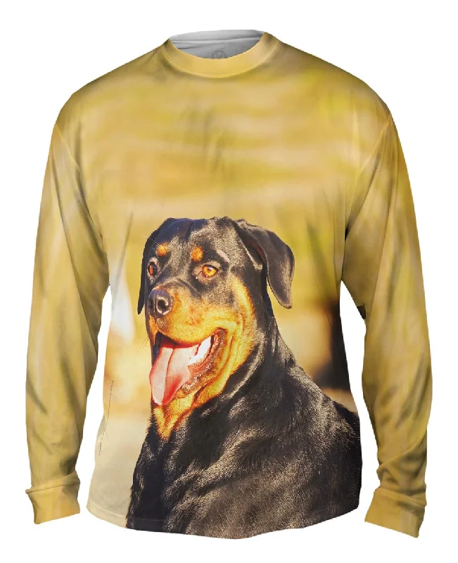 Stylish V-Neck Long Sleeve-Rottweiler Smiling