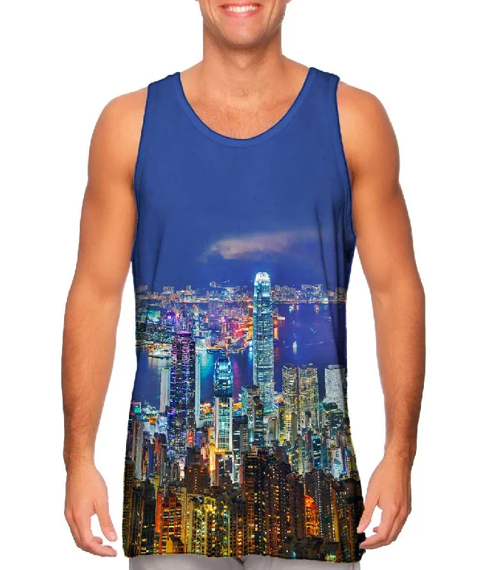 Stylish Tank Top-Glowing Hong Kong Night Skyline