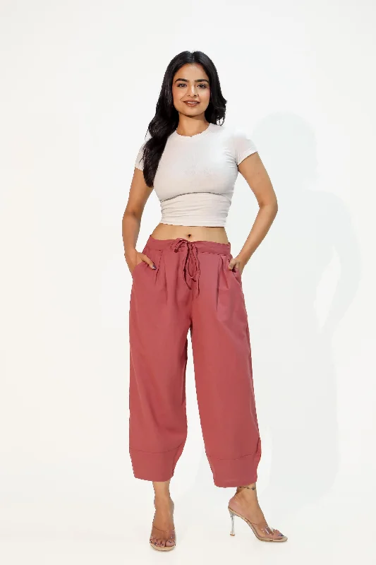 Casual Stretch Pants-Carnation Red Women's Regular-Fit Trousers