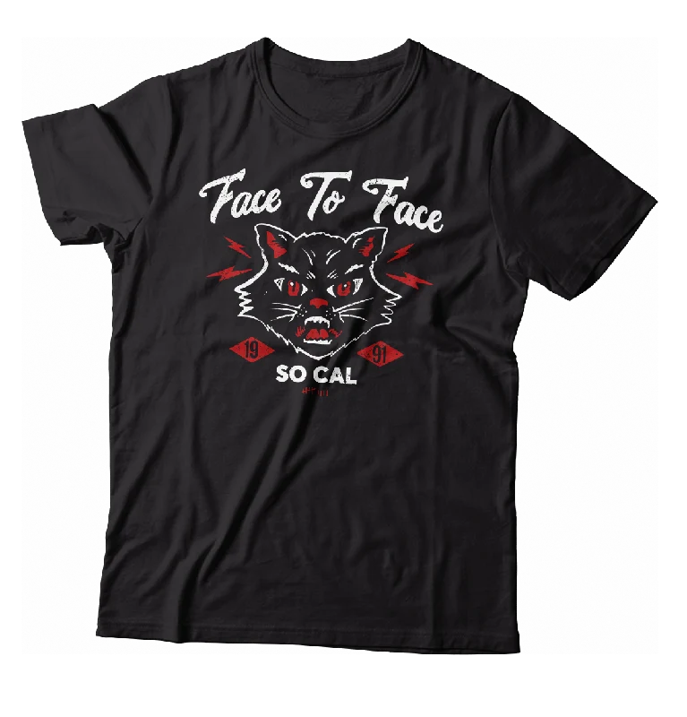 Lightweight T-Shirt-FACE TO FACE - "Cat" (Black) (White/Red) (T-Shirt)