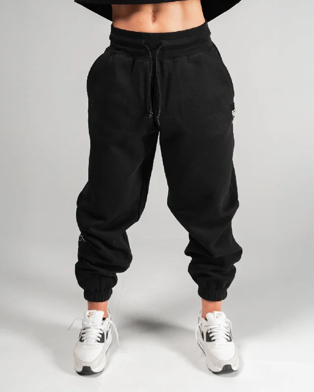 Printed Pants-WOMENS OVERSIZED SWEATPANTS - BLACK