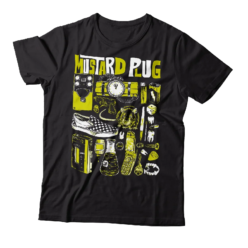 Crew Neck Casual T-Shirt-MUSTARD PLUG - "Stuff" (Black) (T-Shirt)