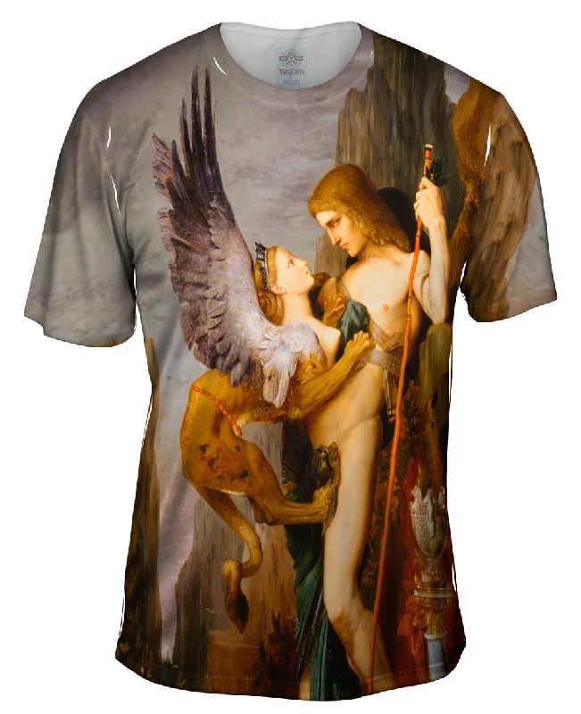 Athletic Fit T-Shirt-Gustave Moreau - "Oedipus and the Sphinx" (1864)