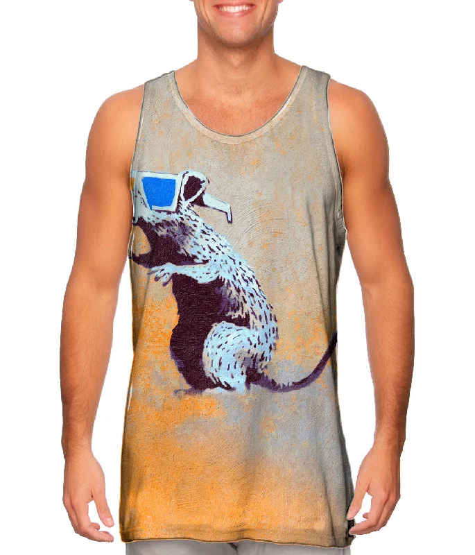 High-Cut Tank Top-Graffiti Banksy 3D Rat