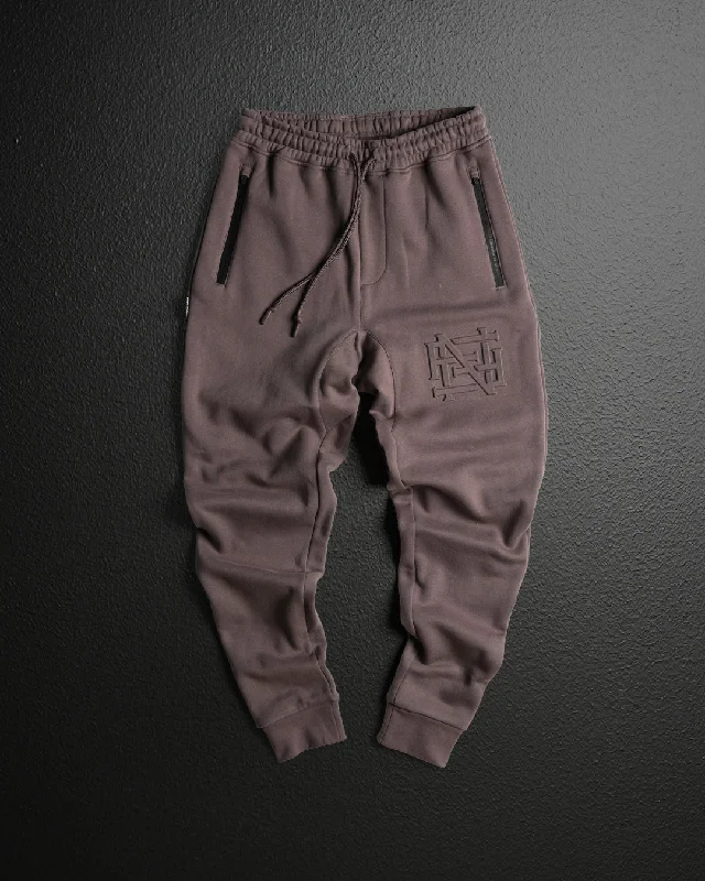 Fashionable Pants-EMBOSSED FITTED JOGGERS-EARTH