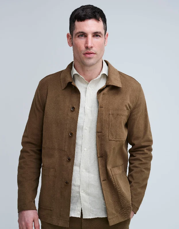 Warm Casual Jacket-Olive Cotton Shacket