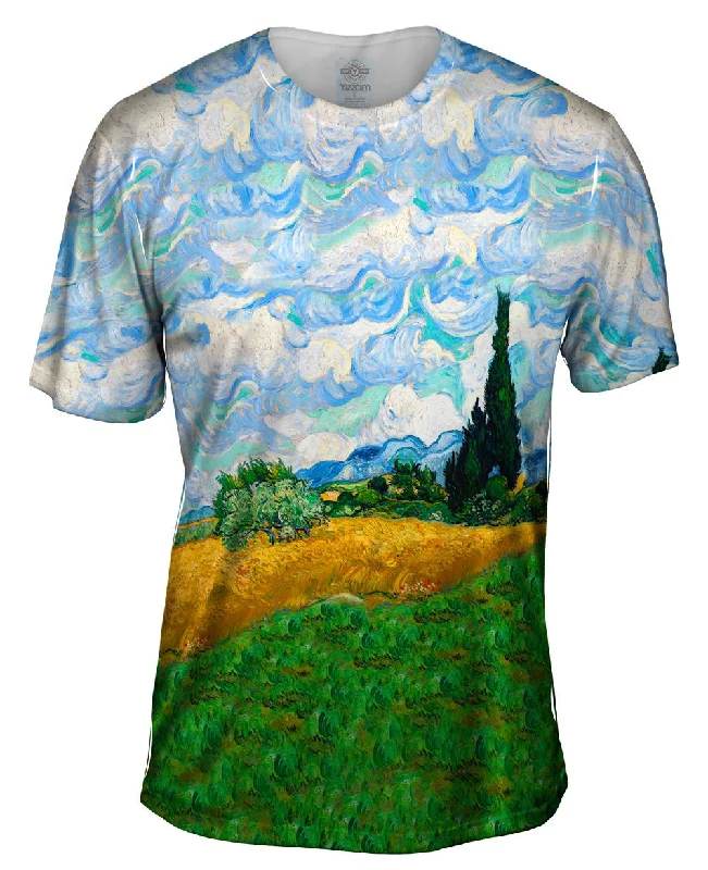 Tie-Dye T-Shirt-Vincent Van Gogh - "Wheatfield with Cypresses" (1889)