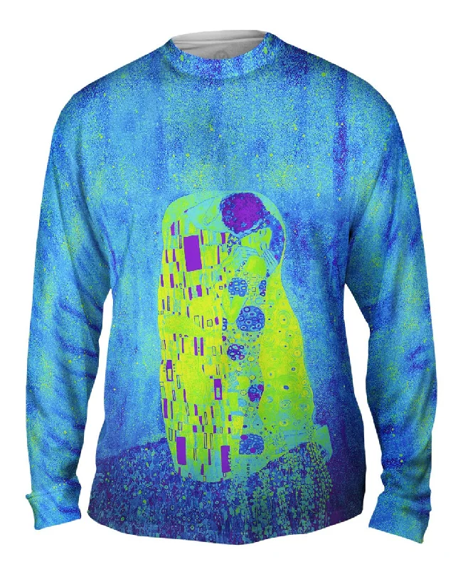 V-Neck Long Sleeve-Pop Art Klimt - "The Kiss Lime" (1907)