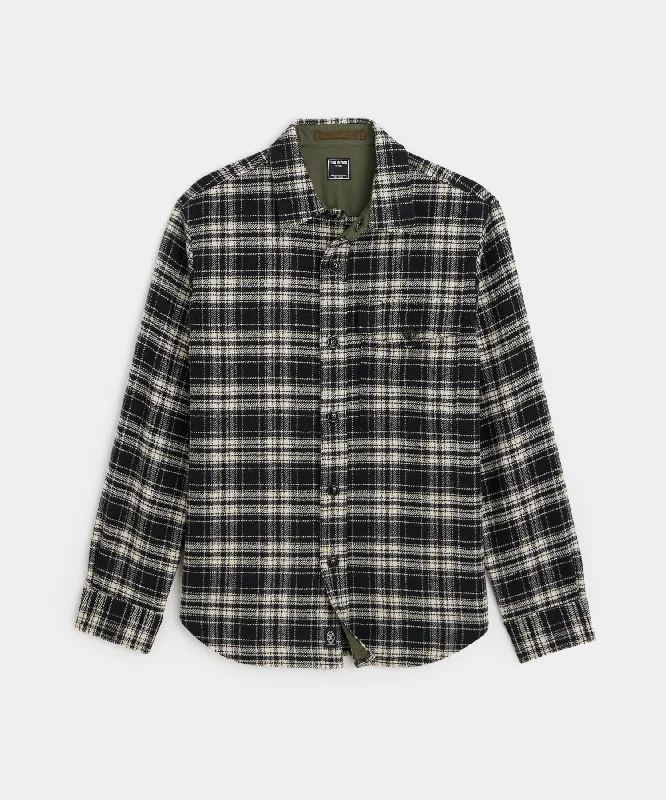 Premium T-Shirt-Wool Plaid Utility Shirt Jacket in Black