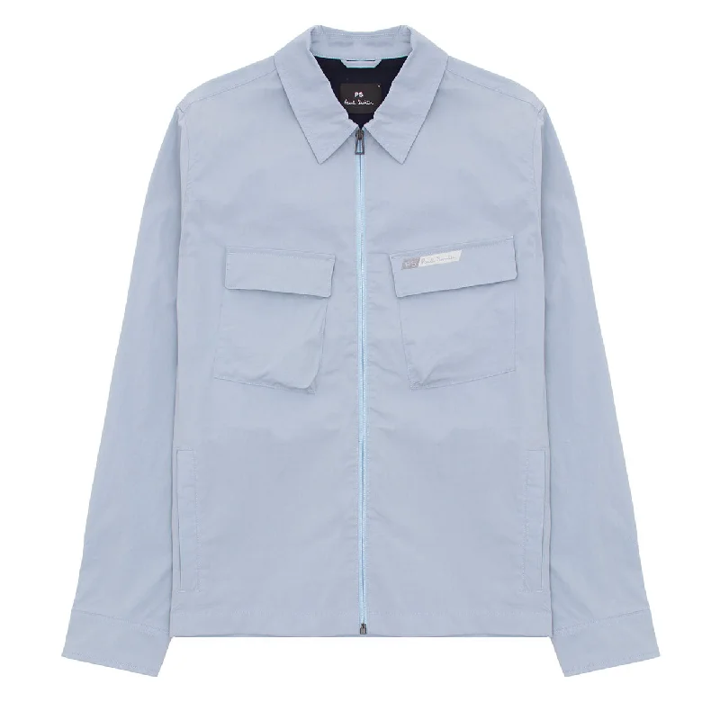 Premium Jacket-Paul Smith Zip Overshirt Light Blue