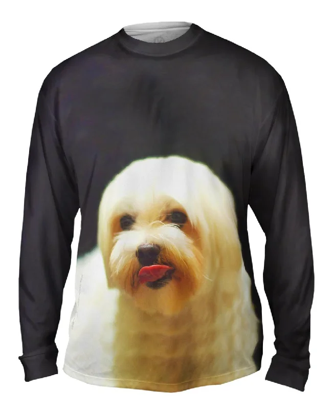 Long Sleeve Tee-Painting Gold Maltese