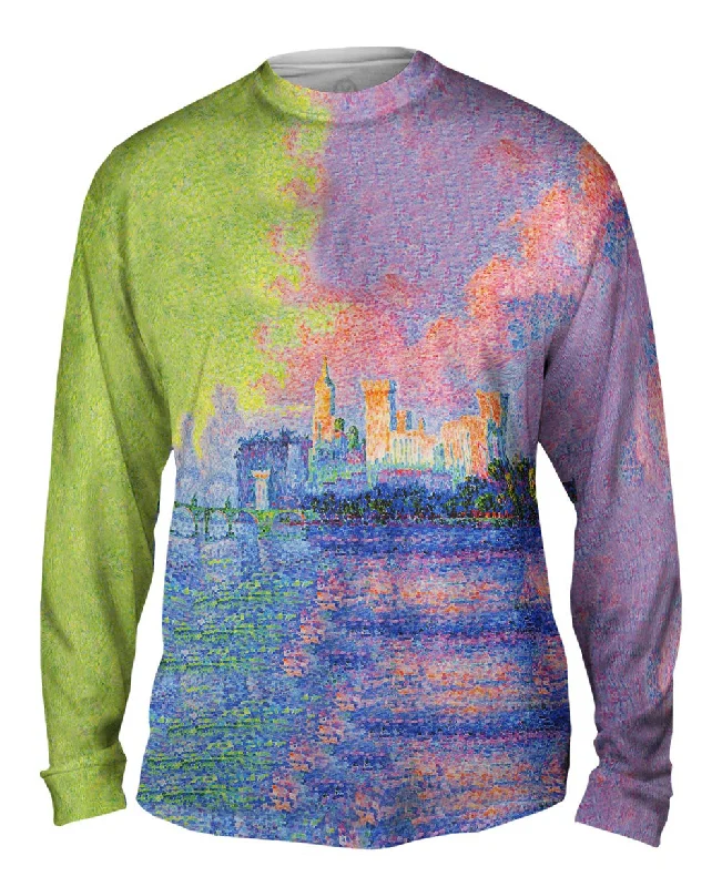 Casual Long Sleeve Top-Paul Signac - "The Papal Palace at Avignon" (1900)