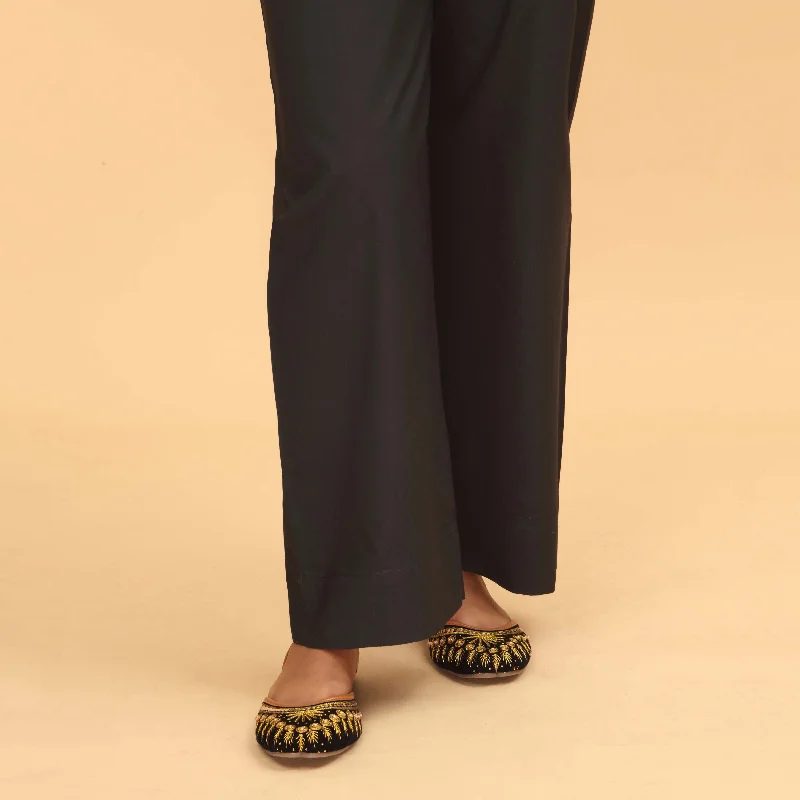 Cozy Lounge Pants-Black Straight Fit Plain Trouser PS4597