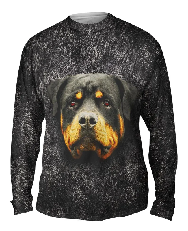 Long Sleeve Henley-Rotweiler Face