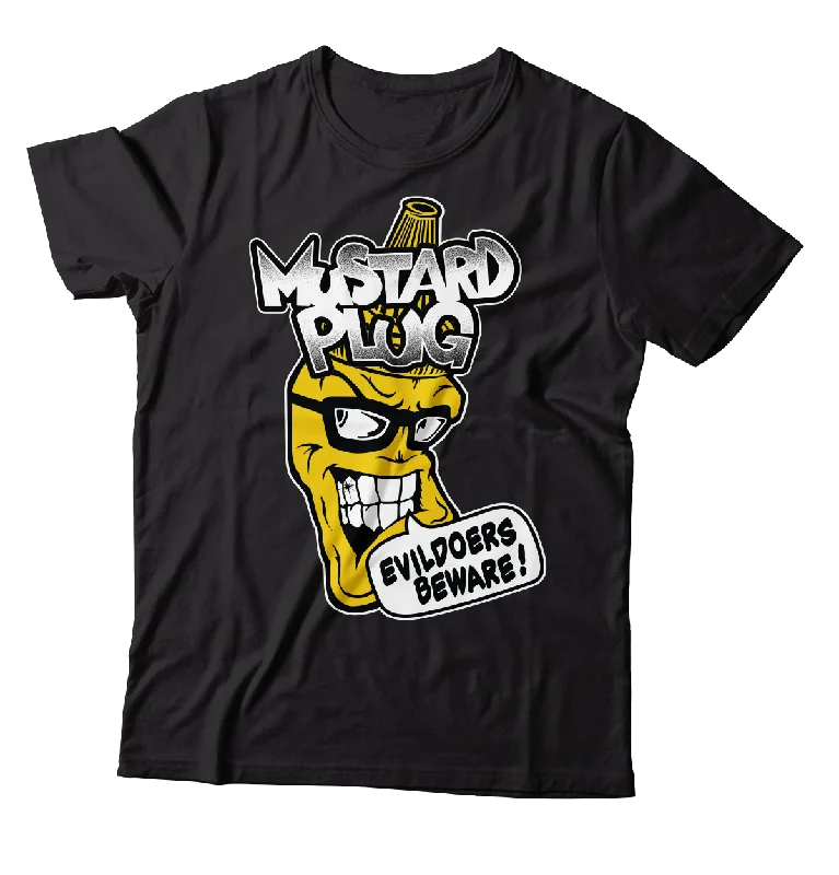 Full Sleeve T-Shirt-MUSTARD PLUG - "Evildoers Beware!" (Black) (T-Shirt)