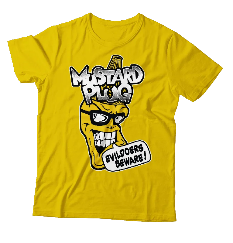 Artistic T-Shirt-MUSTARD PLUG - "Evildoers Beware!" (Yellow) (T-Shirt)